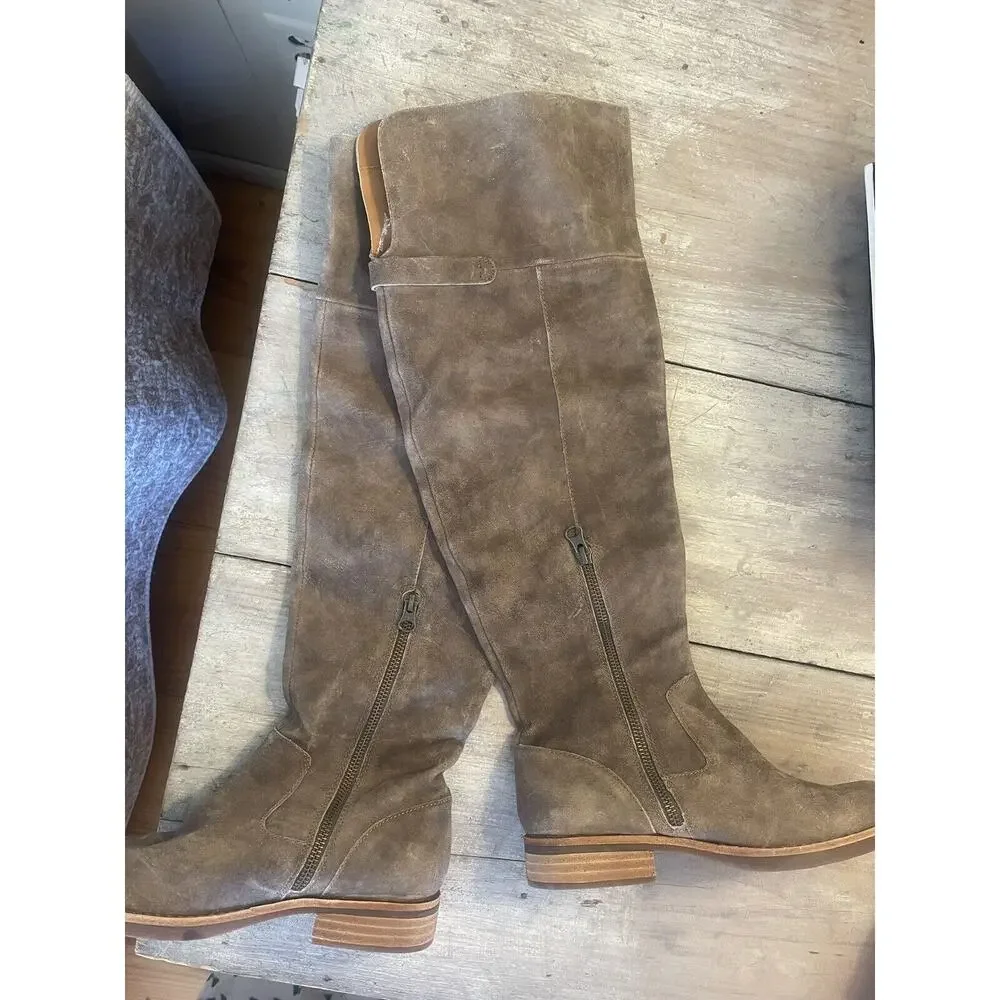 Kork-Ease Addison Over the Knee Campus Suede Riding Boot Taupe 6 NEW!